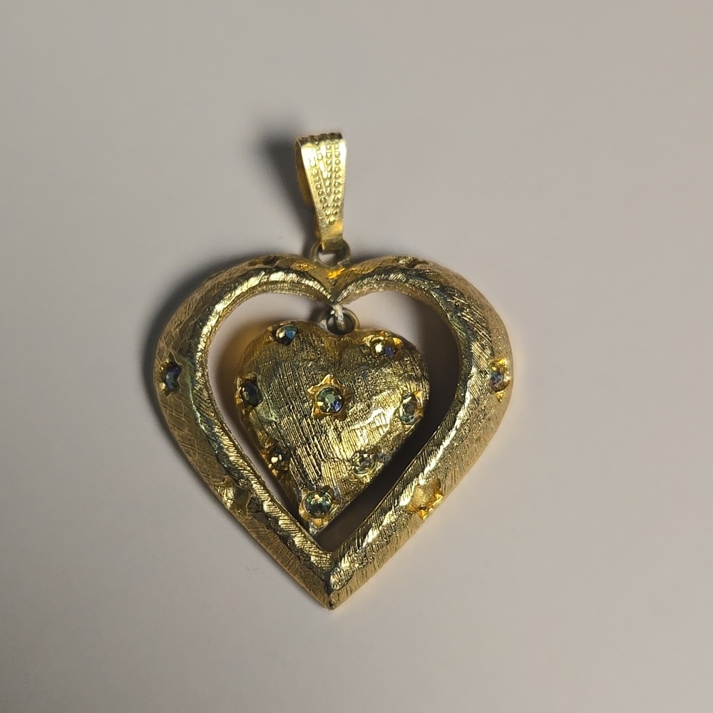 Unique Heart Shaped Charm with Stones for a Necklace or Bracelet.